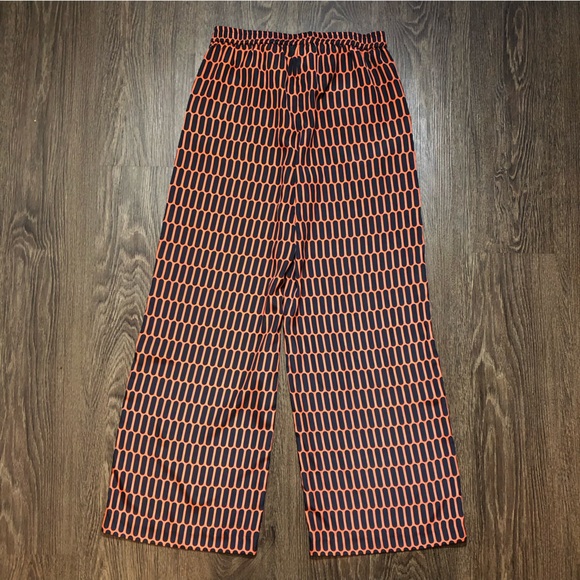 Michael Kors Geometric Orange & Black Wide Leg Pants - Picture 13 of 15